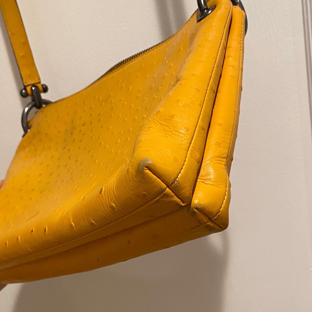 Authentic Coach Small “Ostrich” Crossbody Bag Mustard Quiet Luxury Designer - Picture 9 of 14